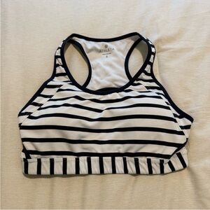 Athleta Women's Black and White Striped Sports Bra Top- Size Small